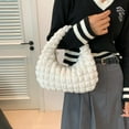 thumbnail image 4 of Women Quilted Hobo Dumpling Bag Soft Bubbles Cloud Shoulder Bag Design Handbag Padded Nylon Top Handle Puffy Tote Bag Purse 2023, 4 of 5