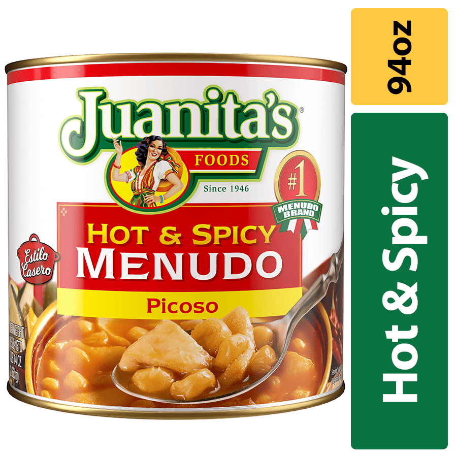 Juanita's Foods Hot & Spicy Menudo, Canned Menudo, 94 oz