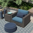 thumbnail image 4 of Outdoor/Indoor Lumbar Pillow Covers ONLY, 12\u201d x 20\u201d Fade-Resistant Patio Lumbar Cushion Cases Decorative Throw Pillowcase Shell for Couch Patio Garden Furniture Use - Herringbone Navy, 4 of 6