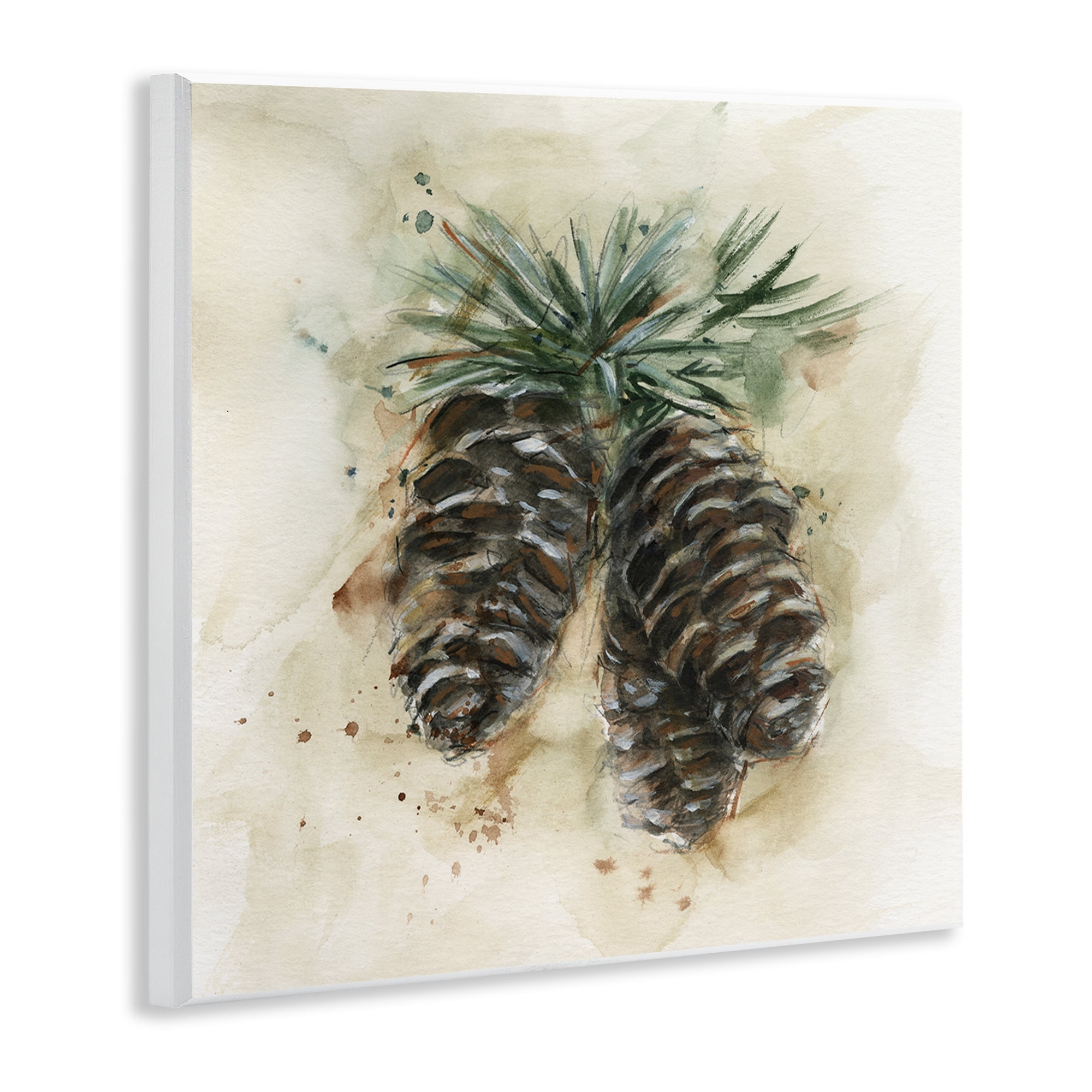 Stupell Industries Rustic Forest Pinecone Plants & Flowers Painting Unframed Art Print Wall Art, 12 x 12