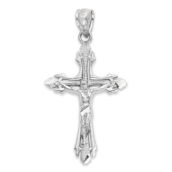 Golden Fire Crucifix Pendant: 925 Sterling Silver Religious Jewelry