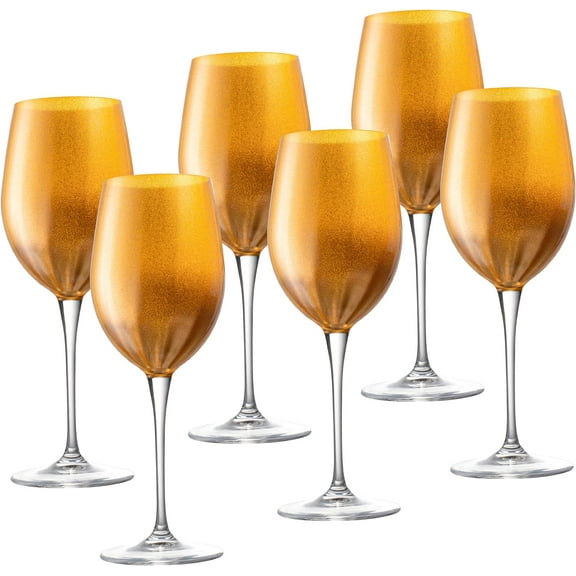 Barski Goblet - Red Wine Glass - Water Glass - Glass is Decorated in Gold - Stemmed Glasses - Set of 6 Goblets - Glass Crystal - 18 oz Made in Europe
