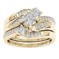 thumbnail image 5 of Anillos para mujer, regalos para mujer, 3 piezas, anillo de diamantes de imitación chapado en oro de 18 quilates con circonitas europeas engastadas, anillo de compromiso de tres anillos., 5 of 5