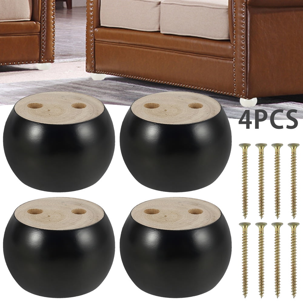 4x WOODEN BUN FEET  REPLACEMENT FURNITURE LEGS FOR SOFA CHAIRS STOOLS M8 Fitting 