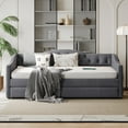thumbnail image 2 of Bed Frames Twin Size Upholstered Daybed with Trundle and USB Charging Design, Sturdy Wood Slat Support, Wood Bed Frame for Bedroom/Guestroom/Dorm,Plush Velvet Fabric,Gray,Adjustable Bed Base, 2 of 7