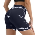 thumbnail image 2 of Kelon Yoga Shorts, Tie Dye Ribbed Workout Shorts for Women Seamless Gym Athletic Yoga High Waist Outerwear Shorts, S, 2 of 4