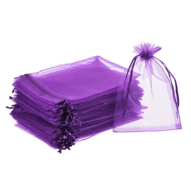 100pcs Organza Bags 4x6 Inch Drawstring Favor Pouches Mesh Bag Deep Purple