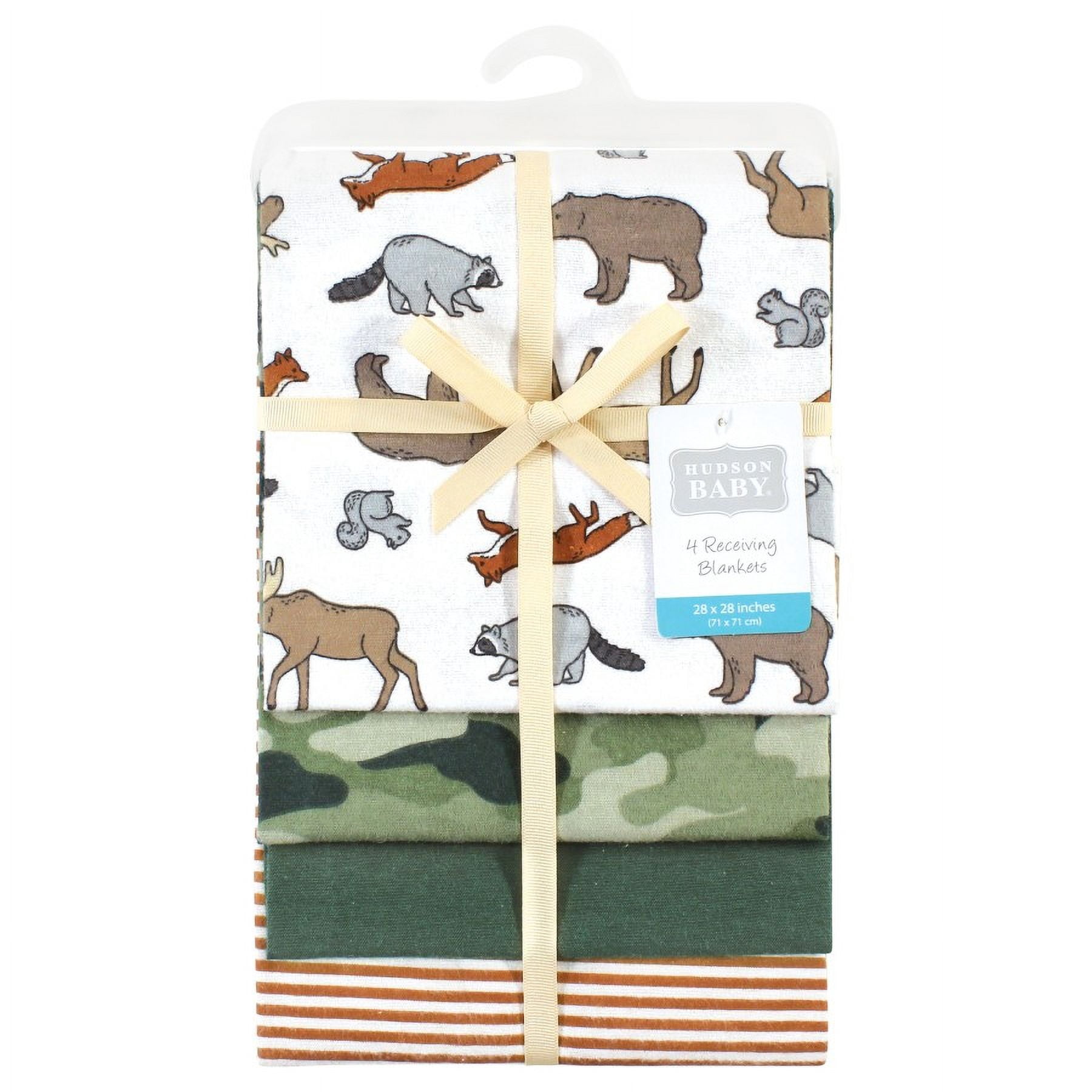 Hudson Baby Infant Boy Cotton Rich Flannel Receiving Blankets, Animal Adventure, One Size