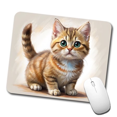 Munchkin Cat Illustration Mouse Pad Low Profile Gaming Mat