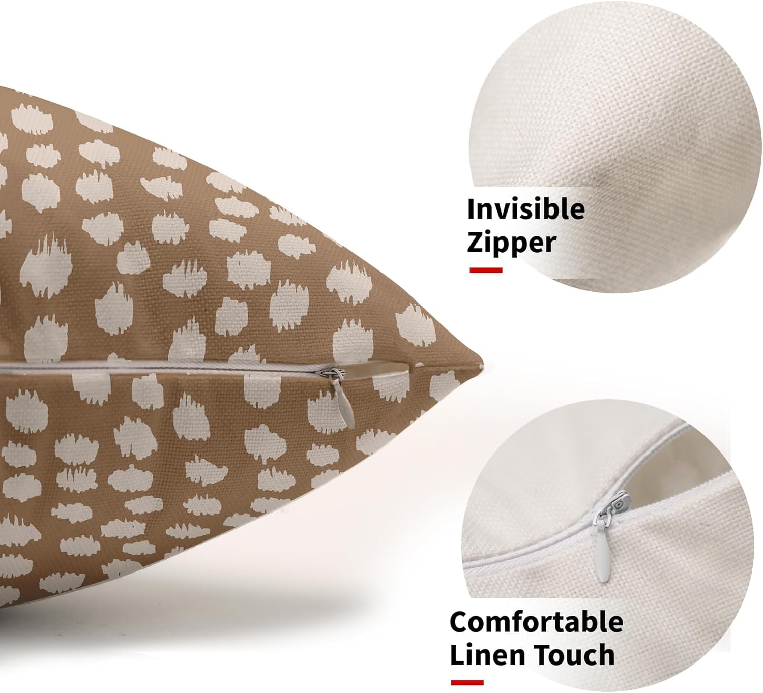 Brown Cream Dots Lumbar Pillow Covers 12x20 Set of 2 Boho Design Polka Dot Print Throw Pillows Modern Outdoor Decorative Pillowcase Rectangle Linen Cushion Cases Decor for Sofa Couch Bed
