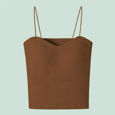 iHengLiXing Clearance 2025 Plus Size Tank Tops for Women Dressy Casual-shaped Back Camisole For Women s Summer Wear With Chest Pads Short Underwear For External Wear And Top With Top Brown L