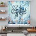 thumbnail image 4 of Coastal Octopus Blue Sheer Curtains 54 Inches Long, Summer Beach Nautical Coral Starfish Light Filering Curtains, Breathable Simi Curtain Privacy Drapes for Kitchen Bathroom Small Window Treatment, 4 of 9