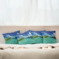 thumbnail image 4 of Ambesonne Landscape Throw Pillow Cover 4 Pack, Botanic Sea Mountain, 24", Turquoise Blue Green, 4 of 5