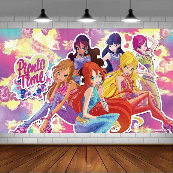Winx Club Backdrop Banner Party Supplies Poster Movie Theme Background for Photography Birthday Decorations