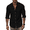 Black, variant on Men's Cotton Linen Shirt Band Collar Long Sleeve Button Down Casual Beach Yoga Tops Summer Roll-Up Sleeve Blouse