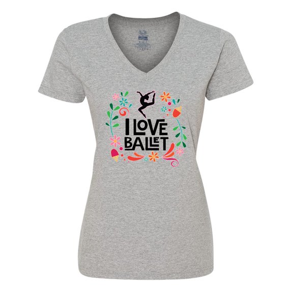 Inktastic Ballerina Dancer I Love Ballet Women's V-Neck T-Shirt