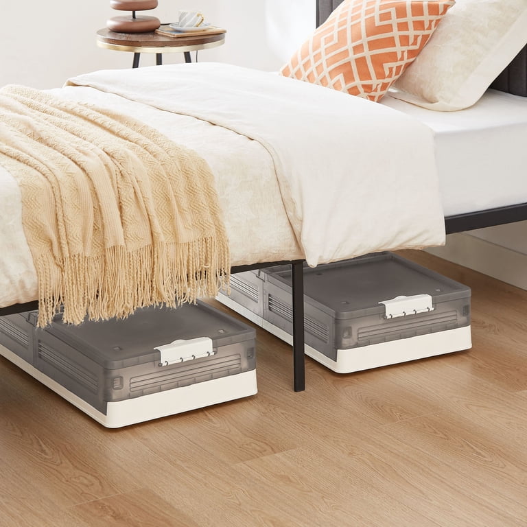 Luxdecor 2-Pack Under Bed Storage Bins With Wheels – Collapsible, Stackable & Easy-Rolling Organizers For Bedding & Clothes, White