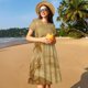 thumbnail image 4 of Balery Retro Palm Tree Vestidos sueltos de manga corta para mujer, vestidos de verano 2025, vestidos casuales de corte A con vuelo., 4 of 6