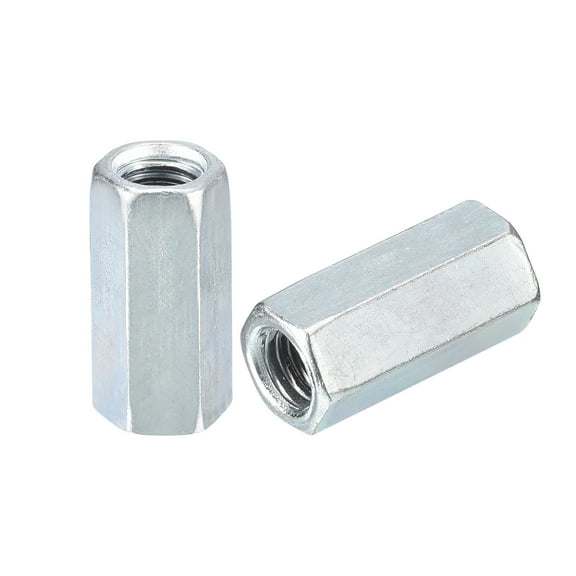 5pcs M8x12x25mm Coupling Nuts - Galvanized Carbon Steel Hex Threaded Rod Coupler for Furniture, Electronic, Industrial