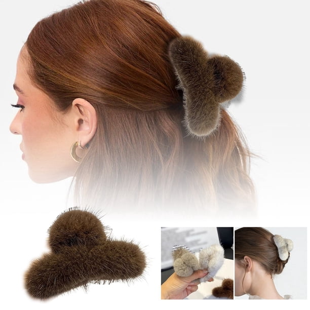 Mink Velvet Hair Barrettes - Material suave, todo tipo de cabello, clip seguro, para un peinado sin esfuerzo Viajes diarios