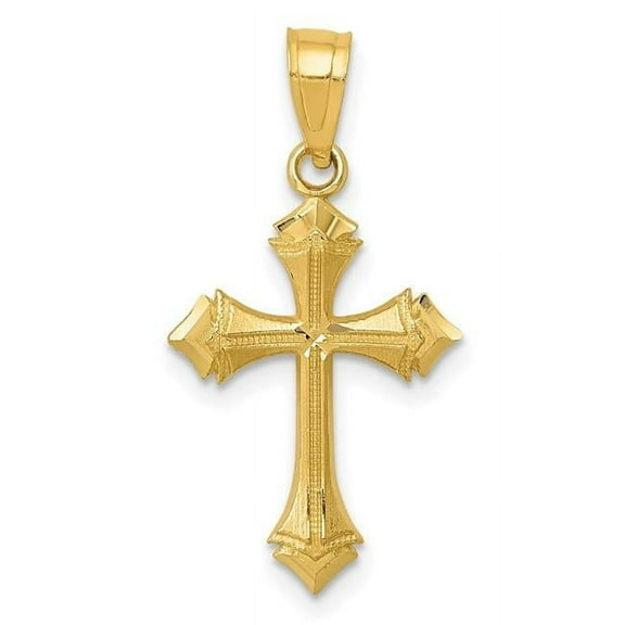 Finest Gold 14K Yellow Gold Diamond-Cut Passion Cross Charm