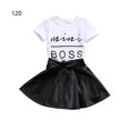 thumbnail image 2 of Sonducket 2 uds. Ropa de bebé, conjunto de camiseta de manga corta para niña, camiseta, conjuntos de ropa Blanco negro 120cm, 2 of 6