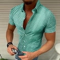 thumbnail image 2 of hlysgo Men's Stripe Shirts Regular Short Sleeve Dress Shirt Button Down Casual Summer Beach Travel Shirts Mint Green,S, 2 of 5