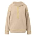 thumbnail image 4 of IWRICH Women's 2025 Fall Hooded Sweatshirts Long Sleeve Half Zip Cropped Hoodies Pullover Winter Fashion Clothes Beige L, 4 of 5