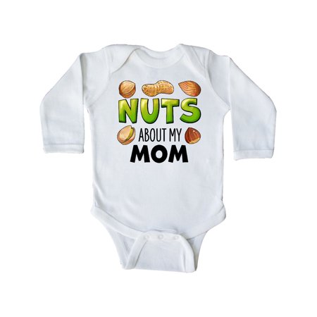 

Inktastic Nuts About My Mom Peanut Almond Pistachio Gift Baby Boy or Baby Girl Long Sleeve Bodysuit