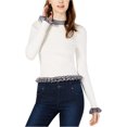 thumbnail image 1 of French Connection Womens Alexa Ruffle Trim Pullover Sweater, White, Small, 1 of 1