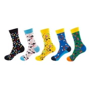 VOSS 5 Pairs Women Socks Print Socks Gifts Cotton Long Funny Socks For Women Novelty Funky Cute Socks