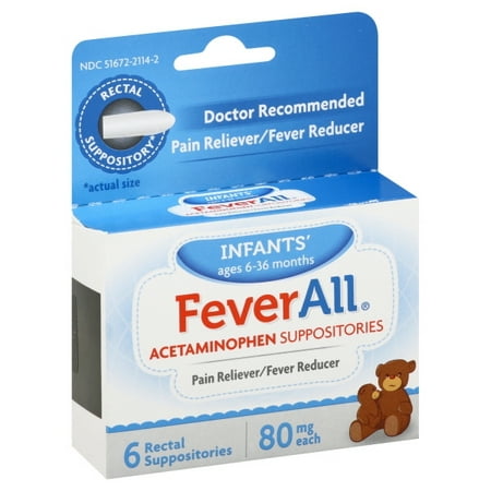 FeverAll Infants Acetaminophen Suppositories 6 Rectal Suppositories 80mg (Best Suppository For Infants)