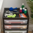 thumbnail image 3 of IRIS 5 Drawers Scrapbook Plastic Rolling Storage Cart with Organizer Top with Casters,Black, 3 of 7