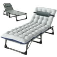 thumbnail image 2 of Ficisog Adult Folding Camping Cot, Adjustable 4-Position Reclining Folding Chaise with Pillow&Mattress, 2 of 13