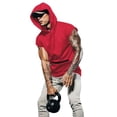 thumbnail image 3 of Men's Summer Hooded Tank Tops Plain Short Sleeves Pullover Sweatshirts Slim Fit T-Shirt with Zipper, 3 of 6