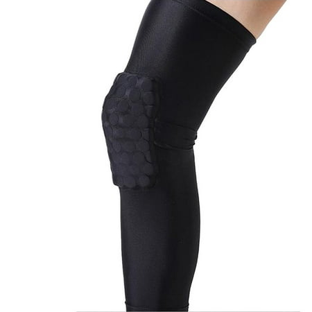 Strengthen Kneepad Honeycomb Pad Crashproof Antislip Basketball Sport Leg Knee Long Sleeve Protective Guard Black Size