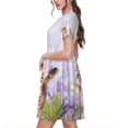 thumbnail image 2 of Uemuo Kitten and butterfly Print Womens Summer Dress Casual Swing Short Sleeve Sundresses Beach A-line Shift Dress, 2 of 6