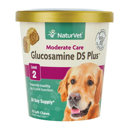 NaturVet Glucosamine DS Plus Level 2 Moderate, Joint Care Support Supplement for Dogs and Cats, 70 Soft