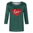 thumbnail image 4 of ICHUANYI Women's T-shirt Stylish Heart Print Tee 3/4 Sleeves Crew Neck Casual Tops Cloth New Trending, 4 of 4