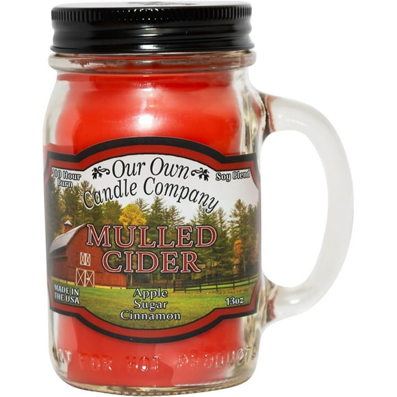Our Own Candle Company, Mulled Cider Scented Mason Jar Candle, 100 Hour Burn Time,13 Ounces