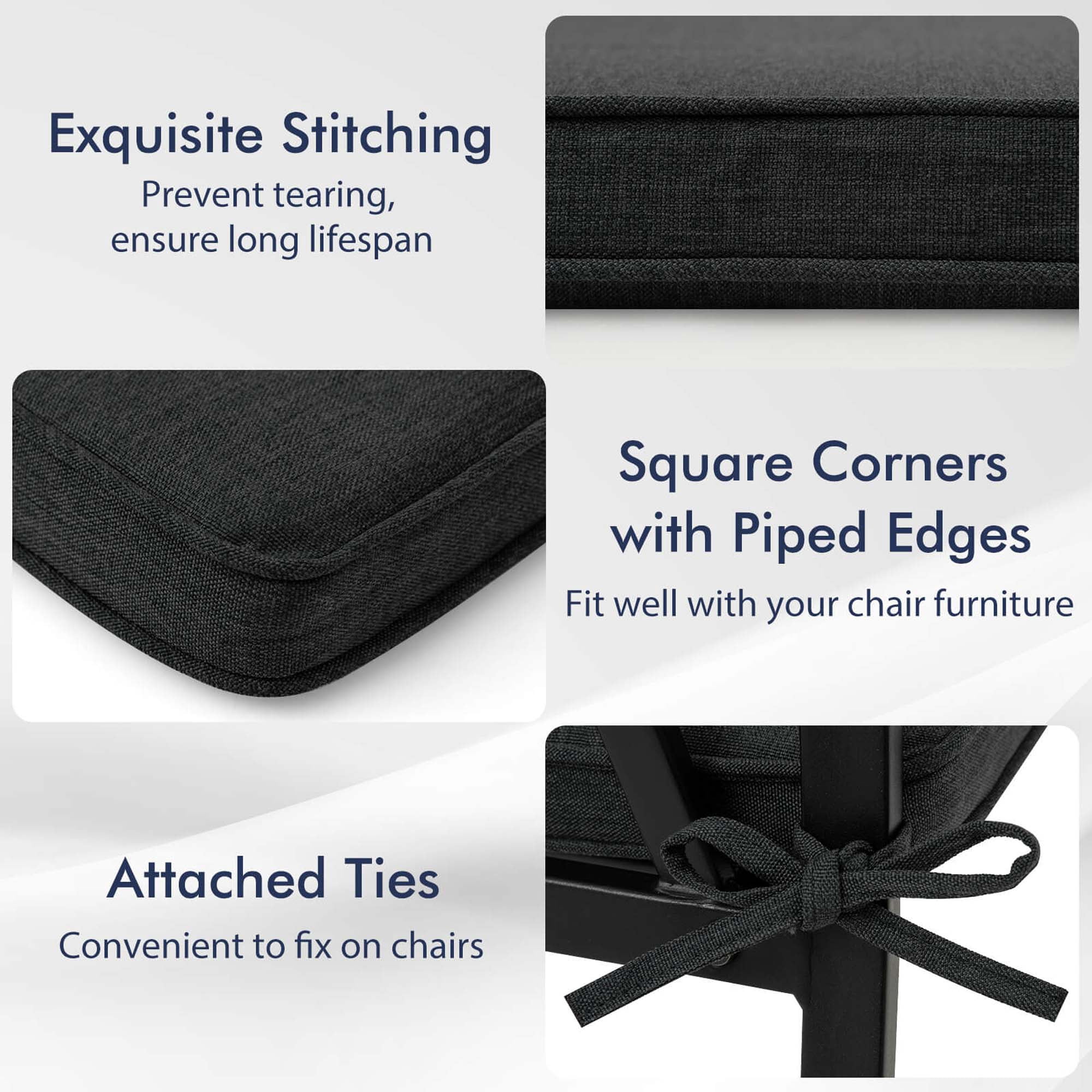 Costway Outdoor Chair Cushion Set of 4 Waterproof Fade-Resistant Olefin Seat Cushions Black