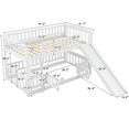thumbnail image 2 of Harper & Bright Designs Twin over Twin Low Bunk Bed with Slide, Multifunctional Wooden Floor Bunk Bed Frame with Small Door for Boys Girls, White, 2 of 10