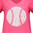 thumbnail image 3 of Inktastic Distressed Baseball in White Women's Plus Size V-Neck T-Shirt, 3 of 4