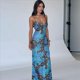 thumbnail image 4 of Vestido Bohemio de Verano para Mujer, con Estampado Floral y Tirantes Finos, Sin Mangas, Cuello Cuadrado, Ajustado, para Playa, 2025 Azul M, 4 of 10