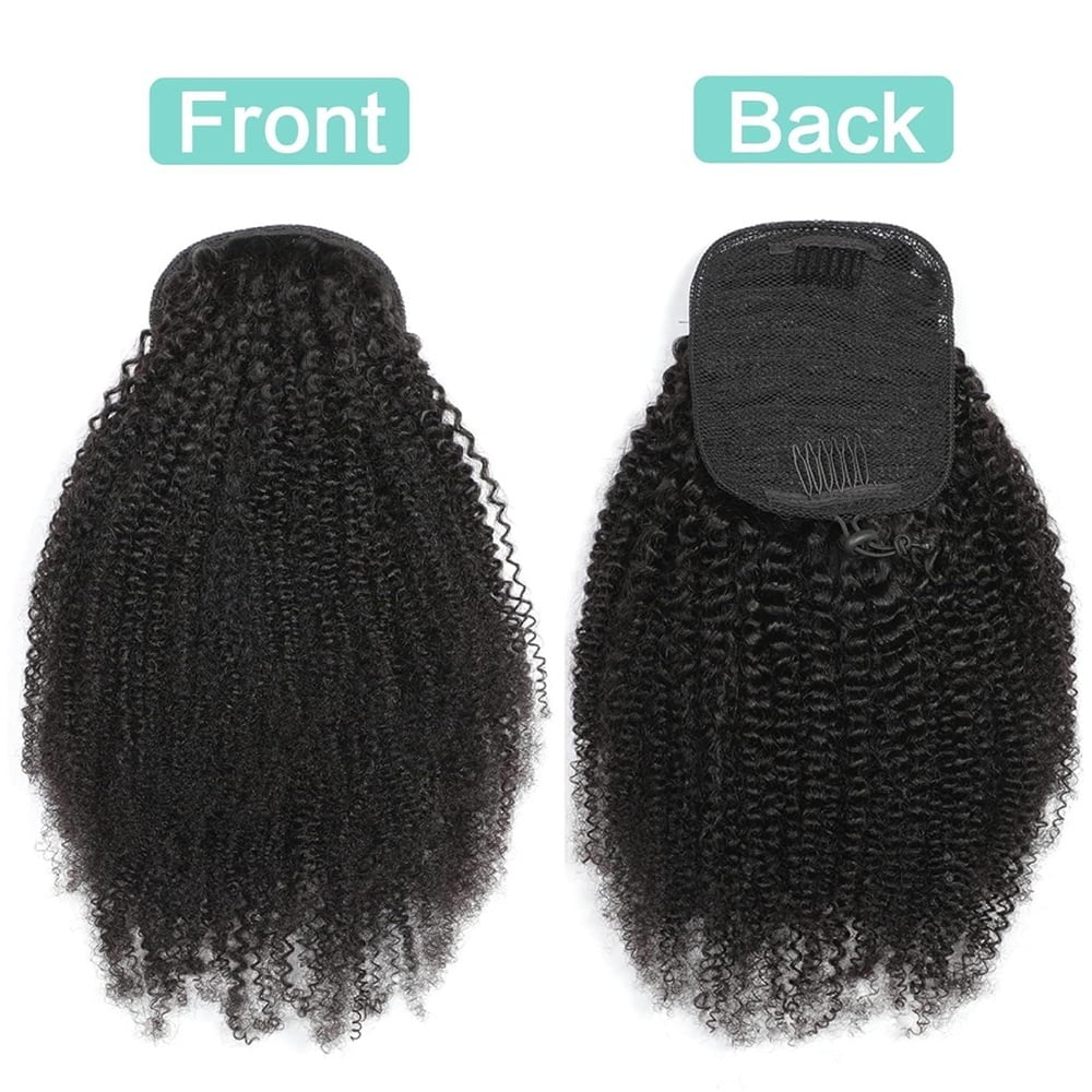 Afro Puff Ponytail Extensions Human Hair for Black Women Kinky Curly Remy Hair Drawstring Ponytail Natural Hairpieces