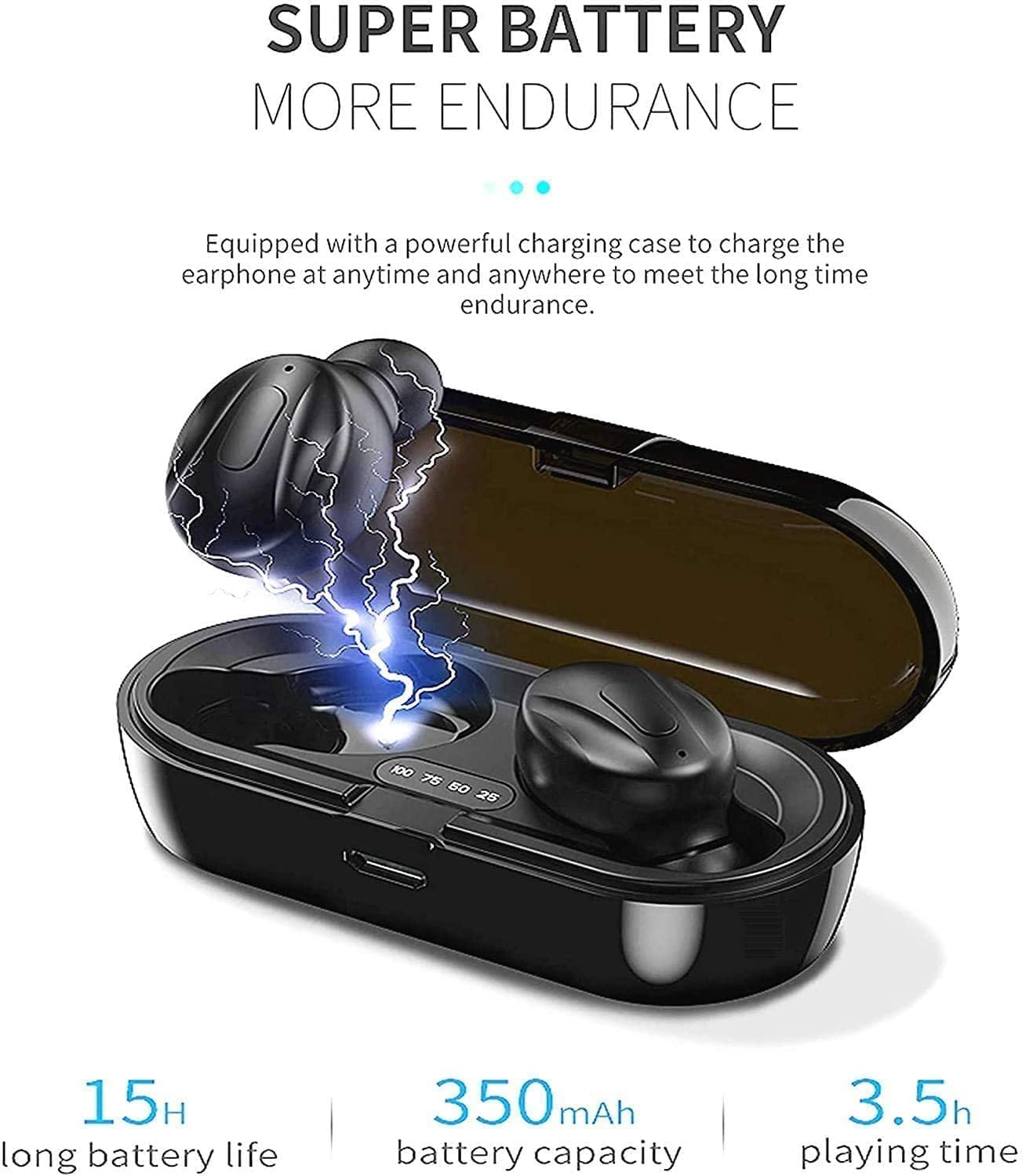 Aursear TWS Bluetooth 5.0 Earbuds IPX5 Stereo Bass Noise Cancelling Mic Charging Case Walmart