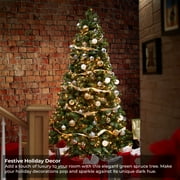 7.5FT Pre-Lit Realistic Green Spruce Artificial Christmas Tree, Stand