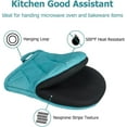 thumbnail image 4 of HEETLY Short Oven Mitts and Pot Holders Set,4-Piece,500°F Heat Resistant with Neoprene Grip,Coral Blue, 4 of 6