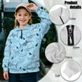 thumbnail image 6 of Uorisanigo Girls Sweatshirts Fashion Oversized Blue Shark Print Long Sleeve Pullover Shirt Top Fall Trendy Clothes Cropped Pullover Hoodies Athletic Tops Quarter-Zip Jacket, 6 of 7