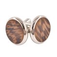 thumbnail image 1 of 2 Pcs Boutons de Manchette pour Chemises Décoratifs en Bois Ronds pour Hommes, 1 of 10